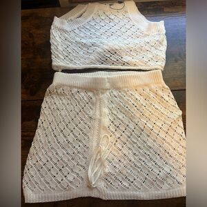 White Knit Two-Piece Set
